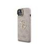 Guess PU 4G Metal Logo Stand Camera Frame Case for iPhone 15 / Pink
