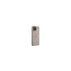 Guess PU 4G Metal Logo Stand Camera Frame Case for iPhone 15 / Pink