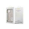 Guess PU 4G Metal Logo Stand Camera Frame Case for iPhone 15 / Pink