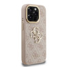 Guess PU 4G Metal Logo Stand Camera Frame Case for iPhone 15 Pro / Pink