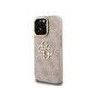 Guess PU 4G Metal Logo Stand Camera Frame Case for iPhone 15 Pro Max / Pink