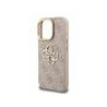 Guess PU 4G Metal Logo Stand Camera Frame Case for iPhone 15 Pro Max / Pink