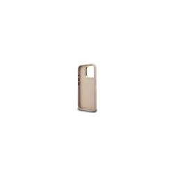 Guess PU 4G Metal Logo Stand Camera Frame Case for iPhone 15 Pro Max / Pink