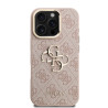 Guess PU 4G Metal Logo Stand Camera Frame Case for iPhone 16 Pro / Pink