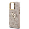 Guess PU 4G Metal Logo Stand Camera Frame Case for iPhone 16 Pro / Pink