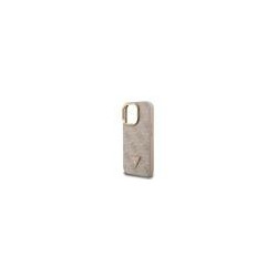 Guess PU 4G Strass Triangle Logo Stand Camera Frame MagSafe Case for iPhone 15 Pro Max / Pink