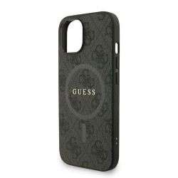 Guess PU Leather 4G Colored Ring Strap MagSafe Case for iPhone 13 / Black
