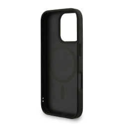 Guess PU Leather 4G Colored Ring Strap MagSafe Case for iPhone 16 Pro Max / Black