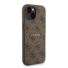 Guess PU Leather 4G Colored Ring Strap MagSafe Case for iPhone 15 / Brown