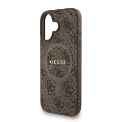 Guess PU Leather 4G Colored Ring Strap MagSafe Case for iPhone 16 / Brown