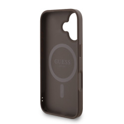 Guess PU Leather 4G Colored Ring Strap MagSafe Case for iPhone 16 / Brown