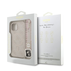 Guess PU Leather 4G Colored Ring Strap MagSafe Case for iPhone 14 / Pink