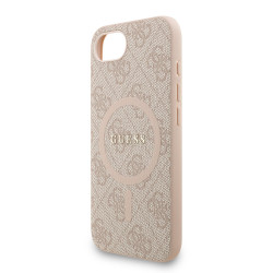 Guess PU Leather 4G Colored Ring Strap MagSafe Case for iPhone 16e / Pink
