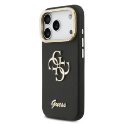 Guess PU Grained 4G Logo Stand Camera Frame Case for iPhone 17 Pro / Black