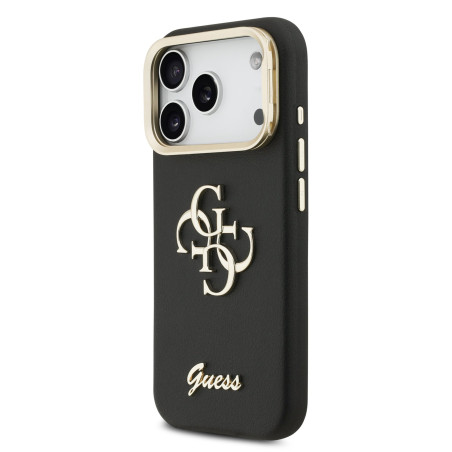 Guess PU Grained 4G Logo Stand Camera Frame Case for iPhone 17 Pro / Black