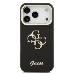 Guess PU Grained 4G Logo Stand Camera Frame Case for iPhone 17 Pro / Black