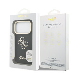 Guess PU Grained 4G Logo Stand Camera Frame Case for iPhone 17 Pro / Black