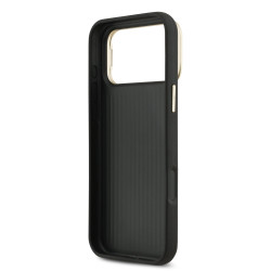 Guess PU Grained 4G Logo Stand Camera Frame Case for iPhone 17 Pro Max / Black