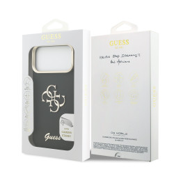Guess PU Grained 4G Logo Stand Camera Frame Case for iPhone 17 Pro Max / Black