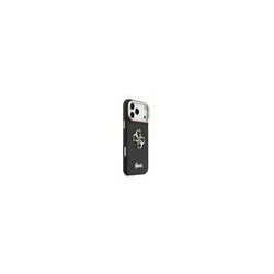 Guess PU Grained 4G Logo Stand Camera Frame Case for iPhone 17 Pro Max / Black