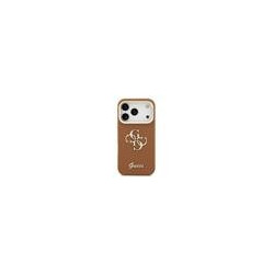 Guess PU Grained 4G Logo Stand Camera Frame Case for iPhone 17 Pro / Brown