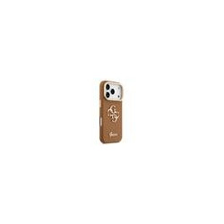 Guess PU Grained 4G Logo Stand Camera Frame Case for iPhone 17 Pro / Brown