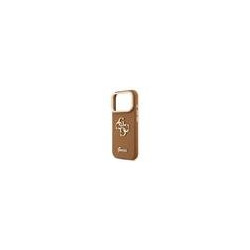 Guess PU Grained 4G Logo Stand Camera Frame Case for iPhone 17 Pro / Brown