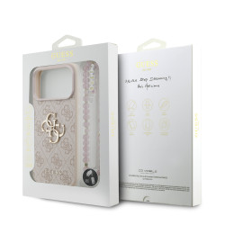 Guess PU 4G Metal Logo Strap Case for iPhone 17 Pro Max / Pink