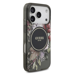 Guess IML Flowers Strap MagSafe Case for iPhone 17 Pro / Black