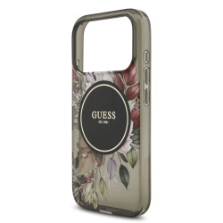 Guess IML Flowers Strap MagSafe Case for iPhone 17 Pro / Black