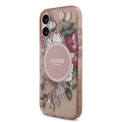 Guess IML Flowers Strap MagSafe Case for iPhone 17 / Pink