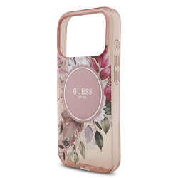 Guess IML Flowers Strap MagSafe Case for iPhone 17 Pro / Pink