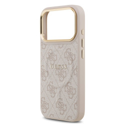Guess PU Leather 4G Gold Frame MagSafe Case for iPhone 17 Pro / Pink