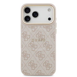 Guess PU Leather 4G Gold Frame MagSafe Case for iPhone 17 Pro Max / Pink