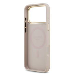 Guess PU Leather 4G Gold Frame MagSafe Case for iPhone 17 Pro Max / Pink