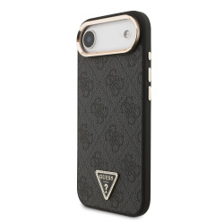 Guess PU Leather 4G Strass Triangle Logo Gold Frame MagSafe Case for iPhone Air / Black