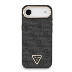 Guess PU Leather 4G Strass Triangle Logo Gold Frame MagSafe Case for iPhone Air / Black