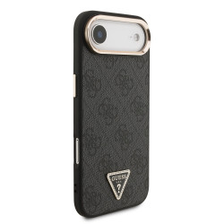 Guess PU Leather 4G Strass Triangle Logo Gold Frame MagSafe Case for iPhone Air / Black