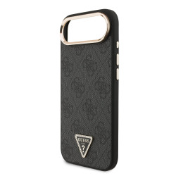 Guess PU Leather 4G Strass Triangle Logo Gold Frame MagSafe Case for iPhone Air / Black