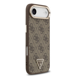 Guess PU Leather 4G Strass Triangle Logo Gold Frame MagSafe Case for iPhone Air / Brown