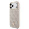 Guess PU Leather 4G Strass Triangle Logo Gold Frame MagSafe Case for iPhone 17 Pro Max / Pink