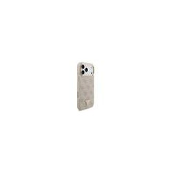 Guess PU Leather 4G Strass Triangle Logo Gold Frame MagSafe Case for iPhone 17 Pro Max / Pink