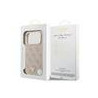 Guess PU Leather 4G Strass Triangle Logo Gold Frame MagSafe Case for iPhone 17 Pro Max / Pink