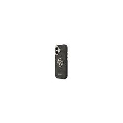 Guess PU Leather 4G Metal Logo Gold Frame Case for iPhone 17 / Black