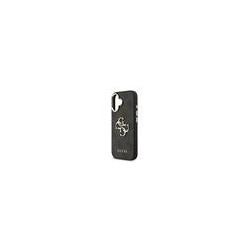Guess PU Leather 4G Metal Logo Gold Frame Case for iPhone 17 / Black