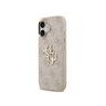 Guess PU Leather 4G Metal Logo Gold Frame Case for iPhone 17 / Pink