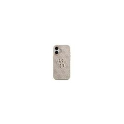 Guess PU Leather 4G Metal Logo Gold Frame Case for iPhone 17 / Pink