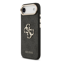 Guess PU Leather 4G Metal Logo Gold Frame Case for iPhone Air / Black