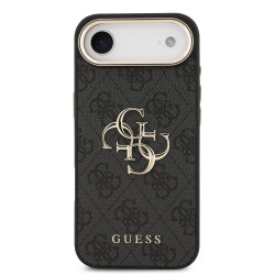 Guess PU Leather 4G Metal Logo Gold Frame Case for iPhone Air / Black
