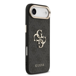 Guess PU Leather 4G Metal Logo Gold Frame Case for iPhone Air / Black